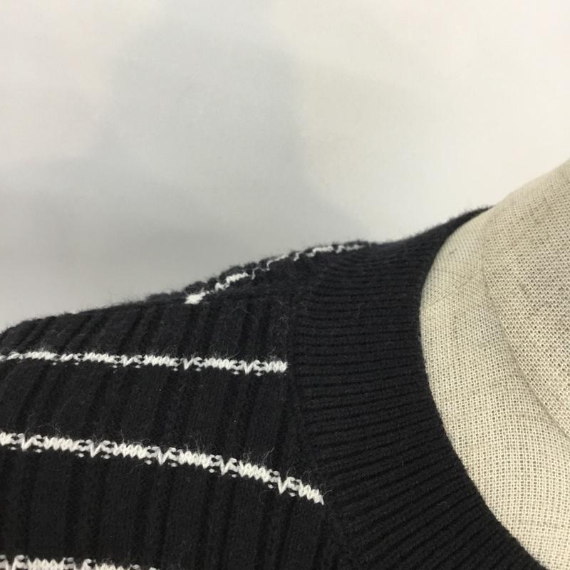 アズールバイマウジー AZUL BY MOUSSY ニット、セーター 半袖 TURN BACK HALF SLEEVE KNIT 250DSS70-073C S ボーダー柄 白 / ホワイト / X 黒 / ブラック / X 灰 / グレー / レディース USED 古着 中古 10061703