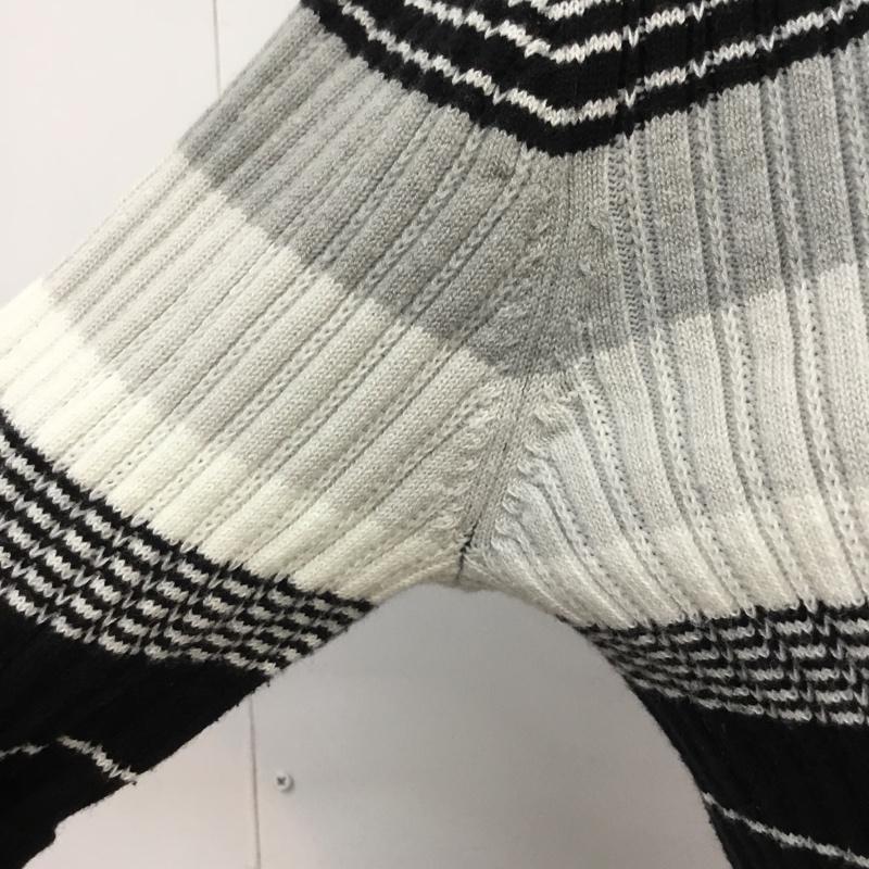 アズールバイマウジー AZUL BY MOUSSY ニット、セーター 半袖 TURN BACK HALF SLEEVE KNIT 250DSS70-073C S ボーダー柄 白 / ホワイト / X 黒 / ブラック / X 灰 / グレー / レディース USED 古着 中古 10061703