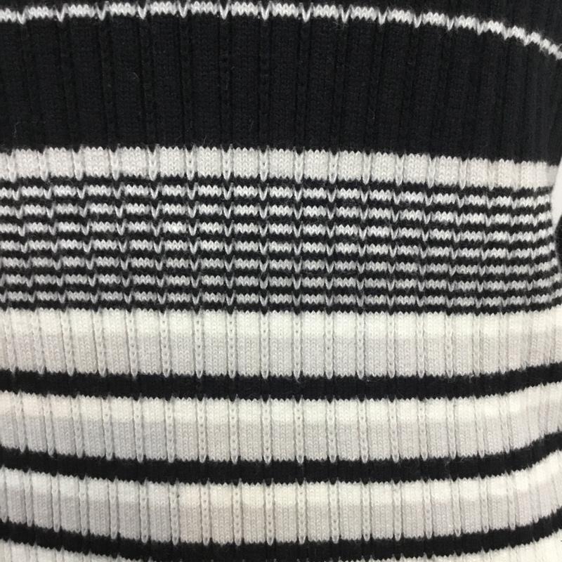 アズールバイマウジー AZUL BY MOUSSY ニット、セーター 半袖 TURN BACK HALF SLEEVE KNIT 250DSS70-073C S ボーダー柄 白 / ホワイト / X 黒 / ブラック / X 灰 / グレー / レディース USED 古着 中古 10061703