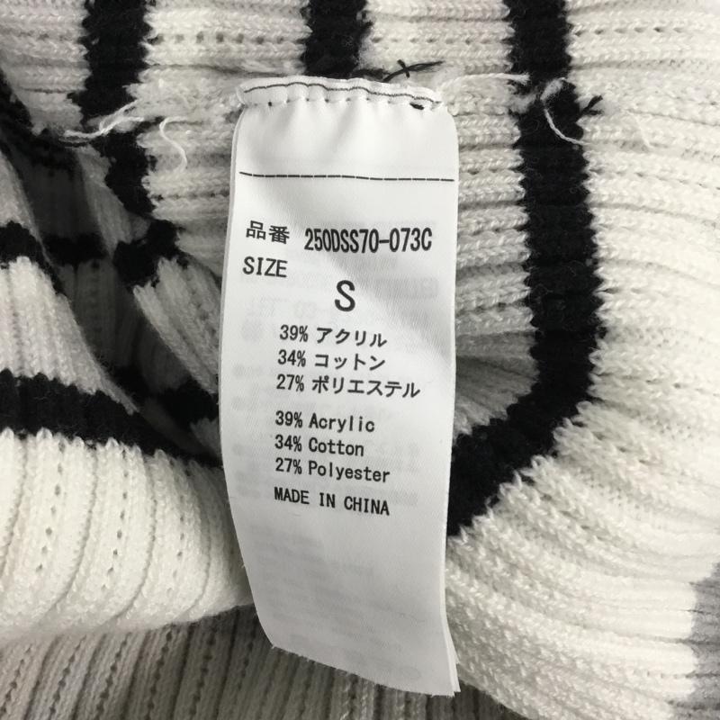 アズールバイマウジー AZUL BY MOUSSY ニット、セーター 半袖 TURN BACK HALF SLEEVE KNIT 250DSS70-073C S ボーダー柄 白 / ホワイト / X 黒 / ブラック / X 灰 / グレー / レディース USED 古着 中古 10061703