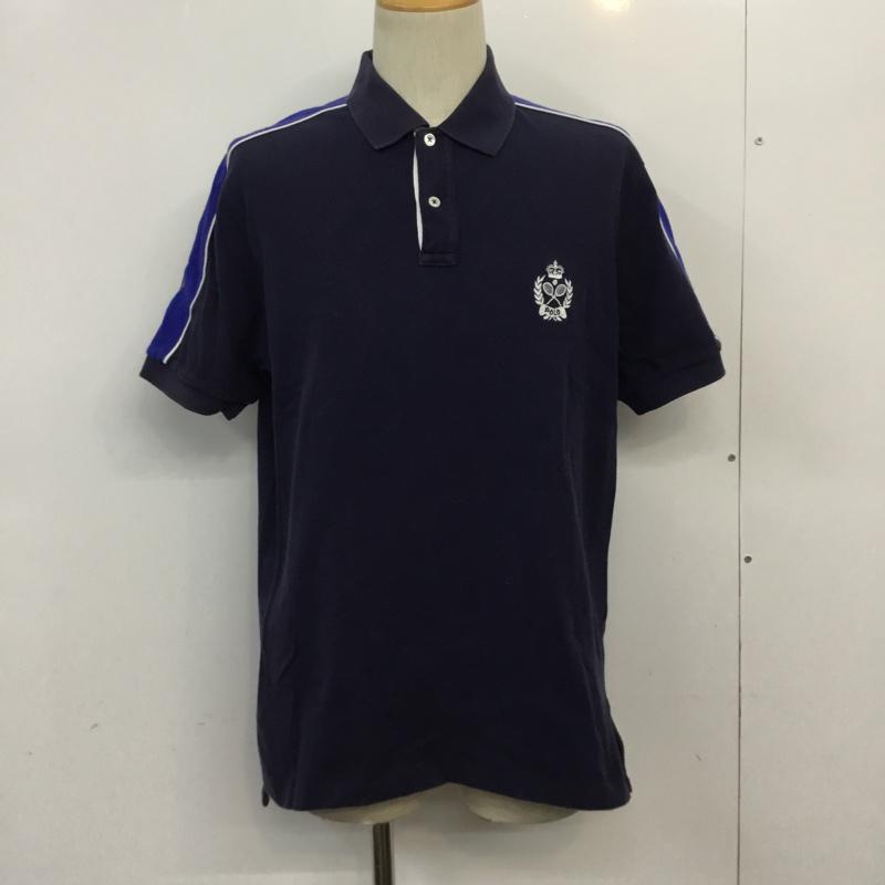 ポロバイラルフローレン Polo by RALPH LAUREN ポロシャツ 半袖 KK-RL-GM-3311 鹿の子 テニスラケット 刺繍 L ワンポイント 紺 / ネイビー / X 青 / ブルー / メンズ USED 古着 中古 10061792