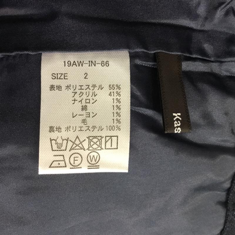 カスタネ Kastane パンツ スラックス 19AW-IN-66 ネップスラックスパンツ スリット 2 紺 / ネイビー / レディース USED 古着 中古 10061939