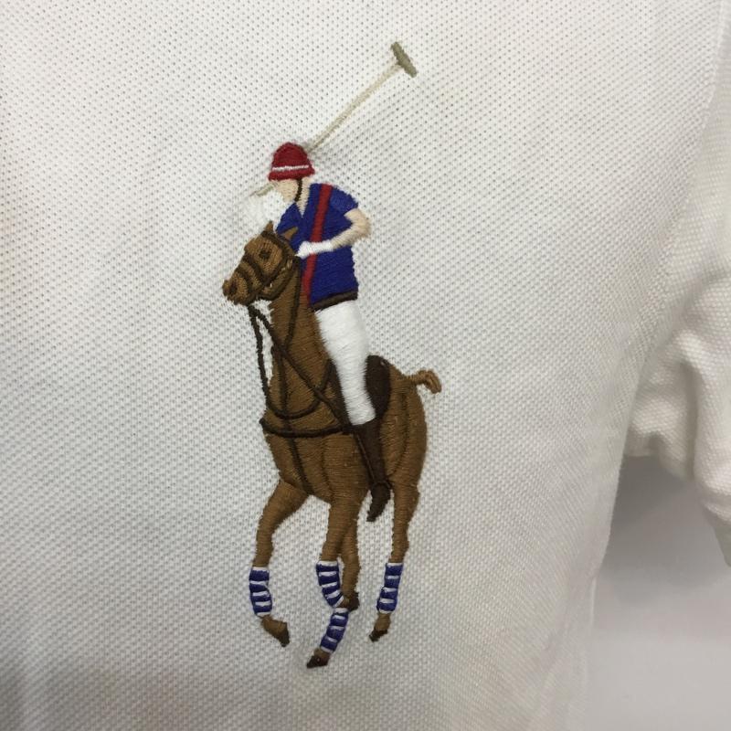 ポロバイラルフローレン Polo by RALPH LAUREN ポロシャツ 半袖 カラーホース 刺繍 鹿の子 S ワンポイント 白 / ホワイト / メンズ USED 古着 中古 10062536