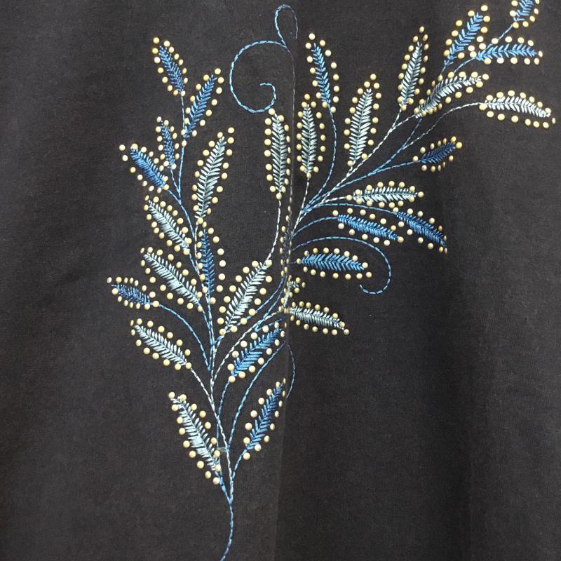 古着 USED トレーナー 長袖 スウェット 裏起毛 L 刺繍 紺 / ネイビー / X 水色 / ライトブルー / レディース USED 古着 中古 10062572