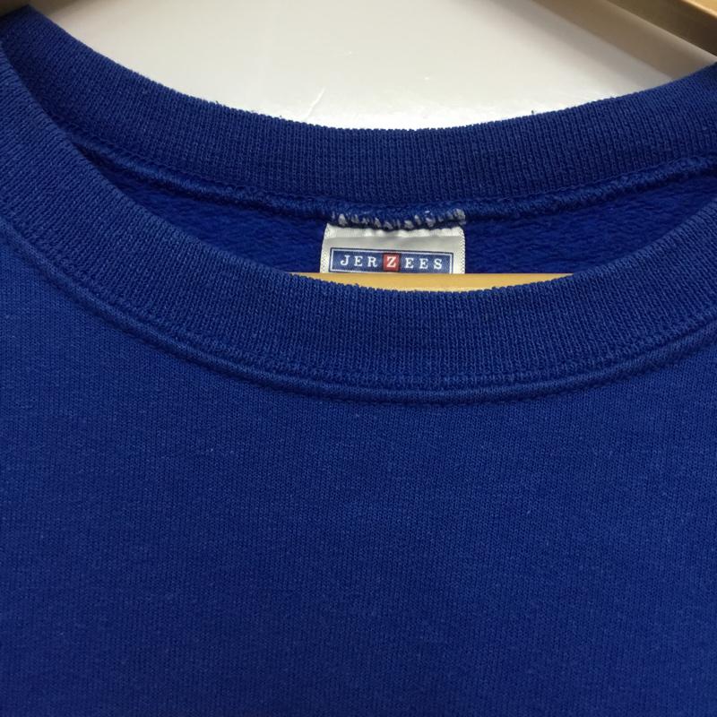 ジャージーズ JERZEES トレーナー 長袖 スウェット 裏起毛 プリント S ロゴ、文字 青 / ブルー / メンズ USED 古着 中古 10062626
