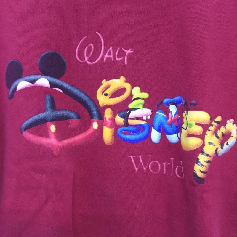 ディズニー Disney トレーナー 長袖 スウェット 裏起毛 プリント ディズニー キャラクター えんじ / ワインレッド / メンズ USED 古着 中古 10062631
