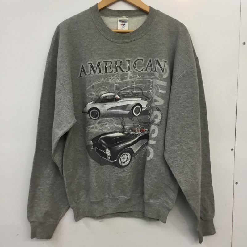 ジャージーズ JERZEES トレーナー 長袖 スウェット 裏起毛 車 M プリント 灰 / グレー / メンズ USED 古着 中古 10062654