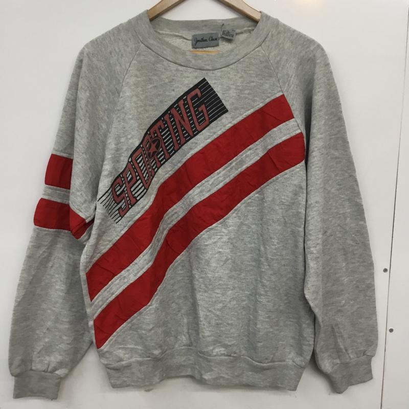 古着 USED トレーナー 長袖 スウェット 裏起毛 プリント ラグランスリーブ L ロゴ、文字 灰 / グレー / X 赤 / レッド / メンズ USED 古着 中古 10062656
