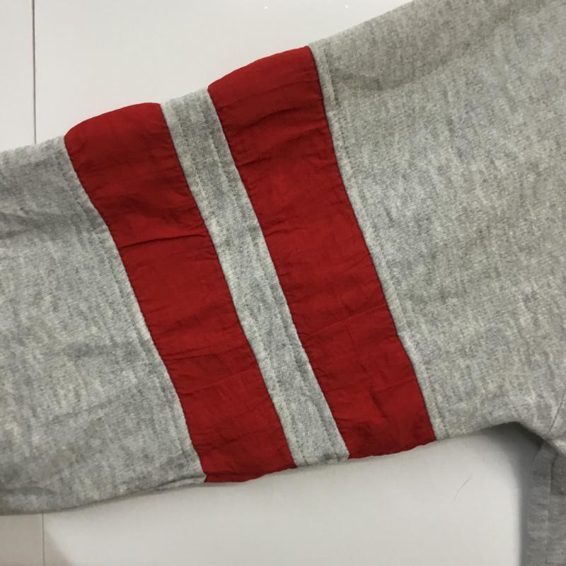 古着 USED トレーナー 長袖 スウェット 裏起毛 プリント ラグランスリーブ L ロゴ、文字 灰 / グレー / X 赤 / レッド / メンズ USED 古着 中古 10062656