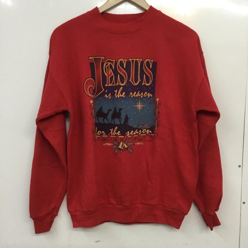 古着 USED トレーナー 長袖 スウェット 裏起毛 プリント M プリント 赤 / レッド / メンズ USED 古着 中古 10062665