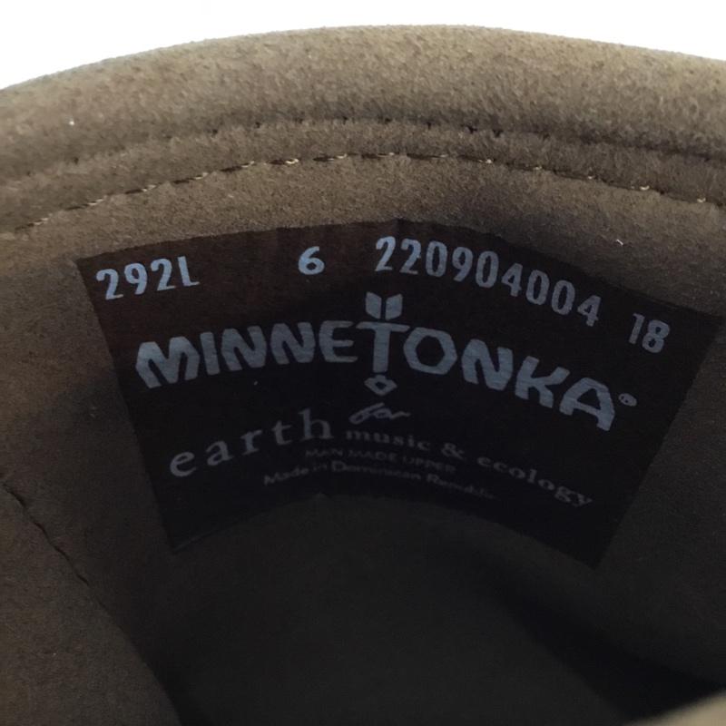 ミネトンカ Minnetonka ブーツ ショートブーツ 292L earth music&ecology × ミネトンカ フリンジ 6 箱有 23cm 23.0cm 無地 茶 / ブラウン / レディース USED 古着 中古 10062929