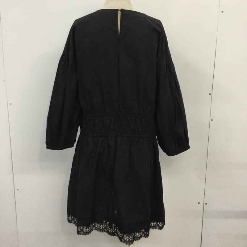 ザラ ZARA チュニック 七分袖 L 無地 黒 / ブラック / レディース USED 古着 中古 10062940