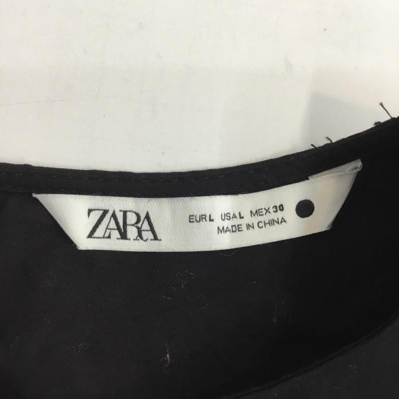 ザラ ZARA チュニック 七分袖 L 無地 黒 / ブラック / レディース USED 古着 中古 10062940