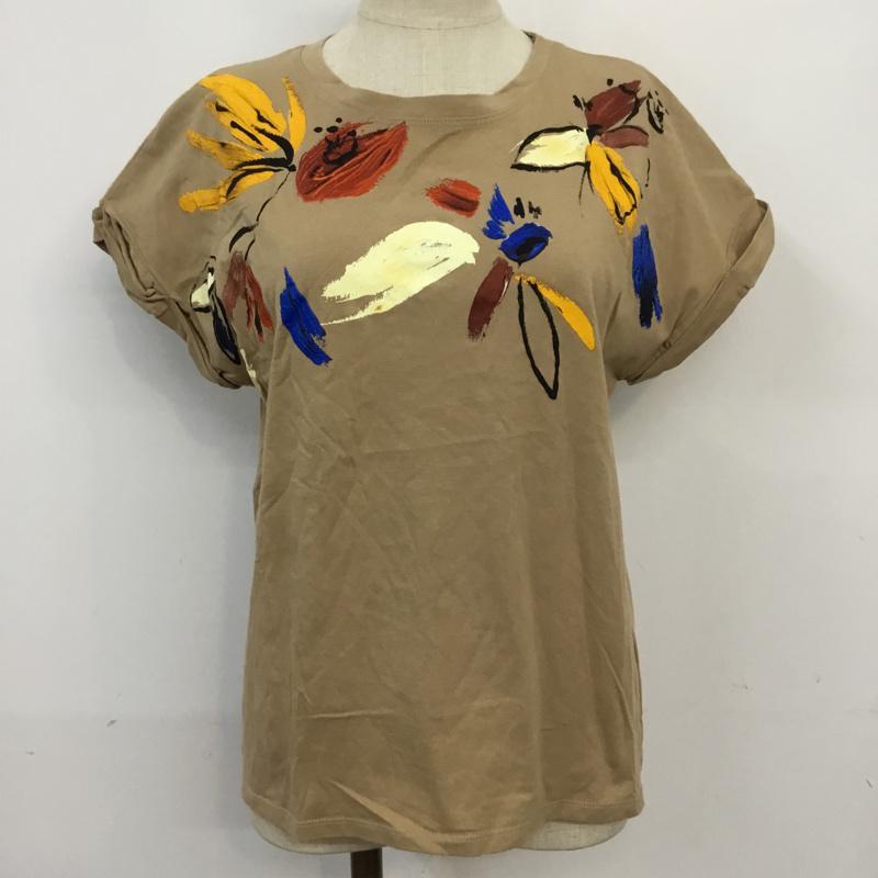 ザラ ZARA Tシャツ 半袖 S プリント 茶 / ブラウン / レディース USED 古着 中古 10063039
