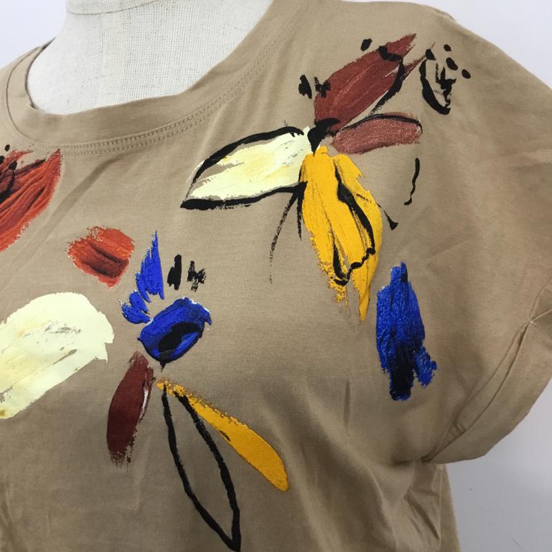 ザラ ZARA Tシャツ 半袖 S プリント 茶 / ブラウン / レディース USED 古着 中古 10063039