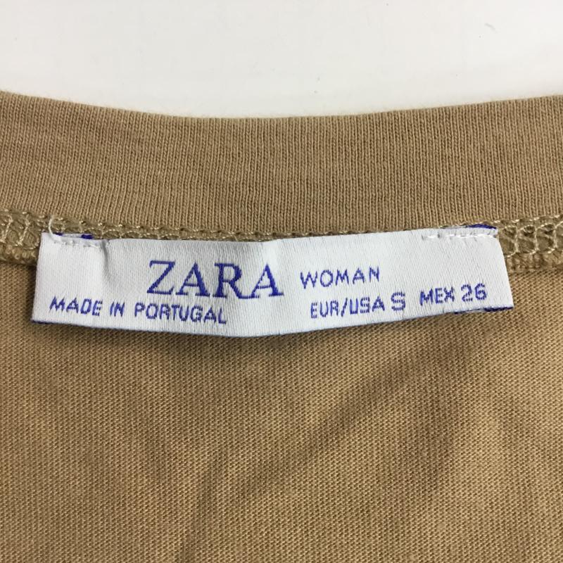 ザラ ZARA Tシャツ 半袖 S プリント 茶 / ブラウン / レディース USED 古着 中古 10063039