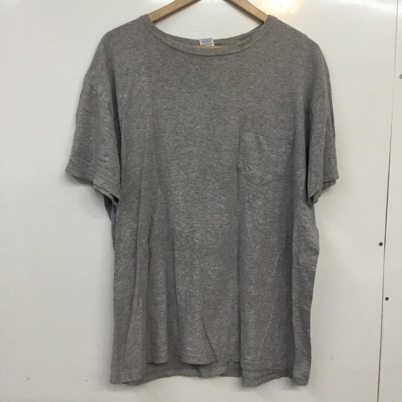 ギルダン GILDAN Tシャツ 半袖 クルーネック バックプリント 胸ポケット XL プリント 灰 / グレー / メンズ USED 古着 中古 10063218