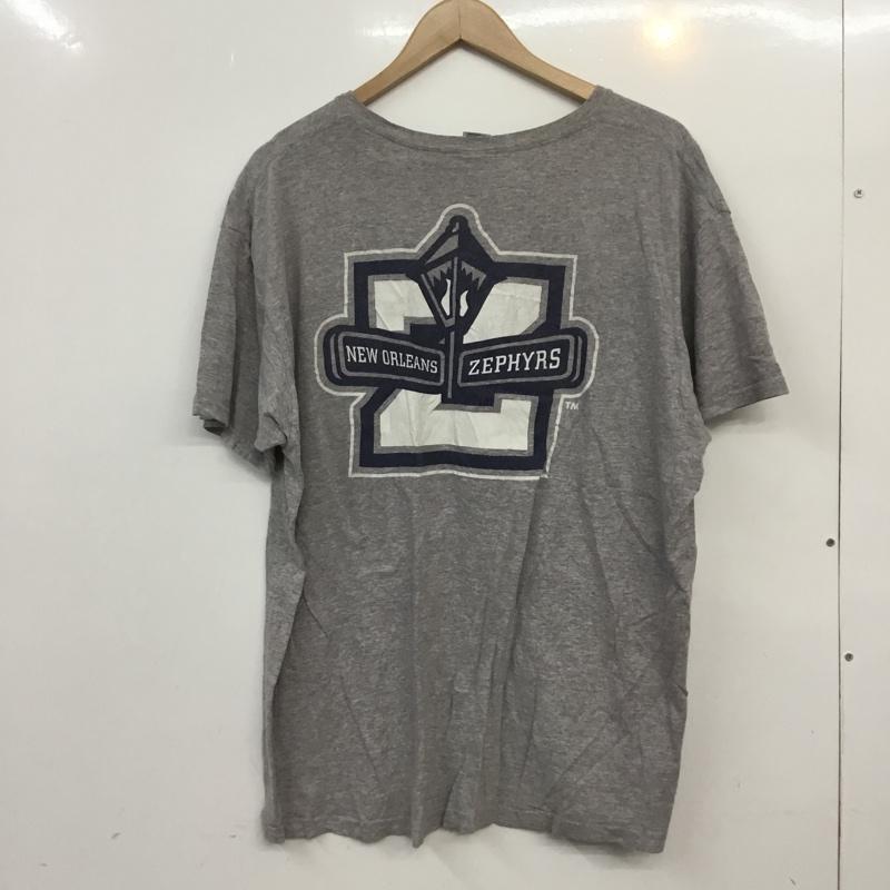 ギルダン GILDAN Tシャツ 半袖 クルーネック バックプリント 胸ポケット XL プリント 灰 / グレー / メンズ USED 古着 中古 10063218