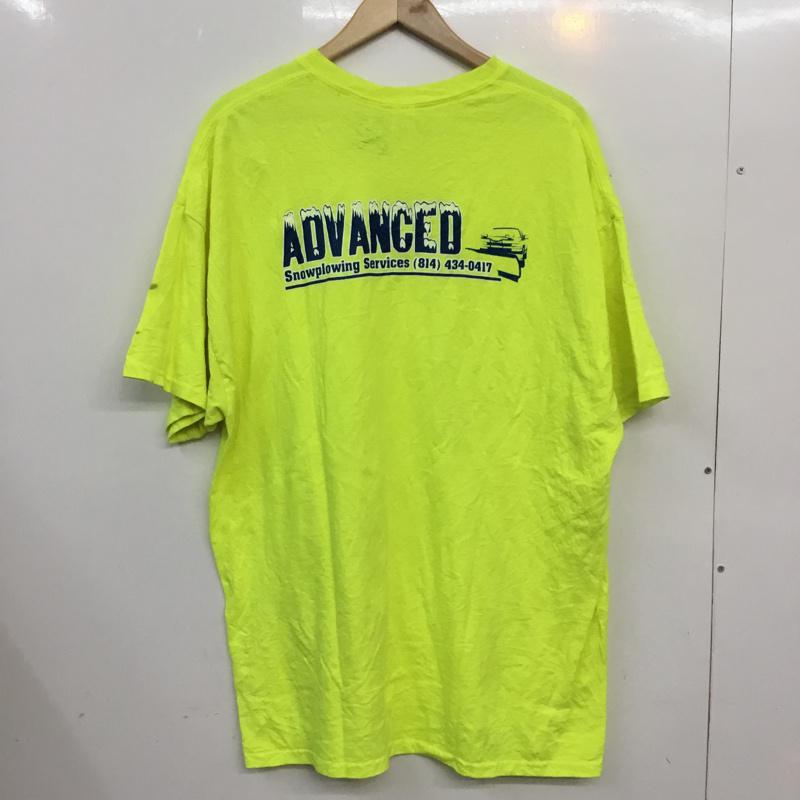 ギルダン GILDAN Tシャツ 半袖 クルーネック バックプリント 2XL ロゴ、文字 黄 / イエロー / メンズ USED 古着 中古 10063243