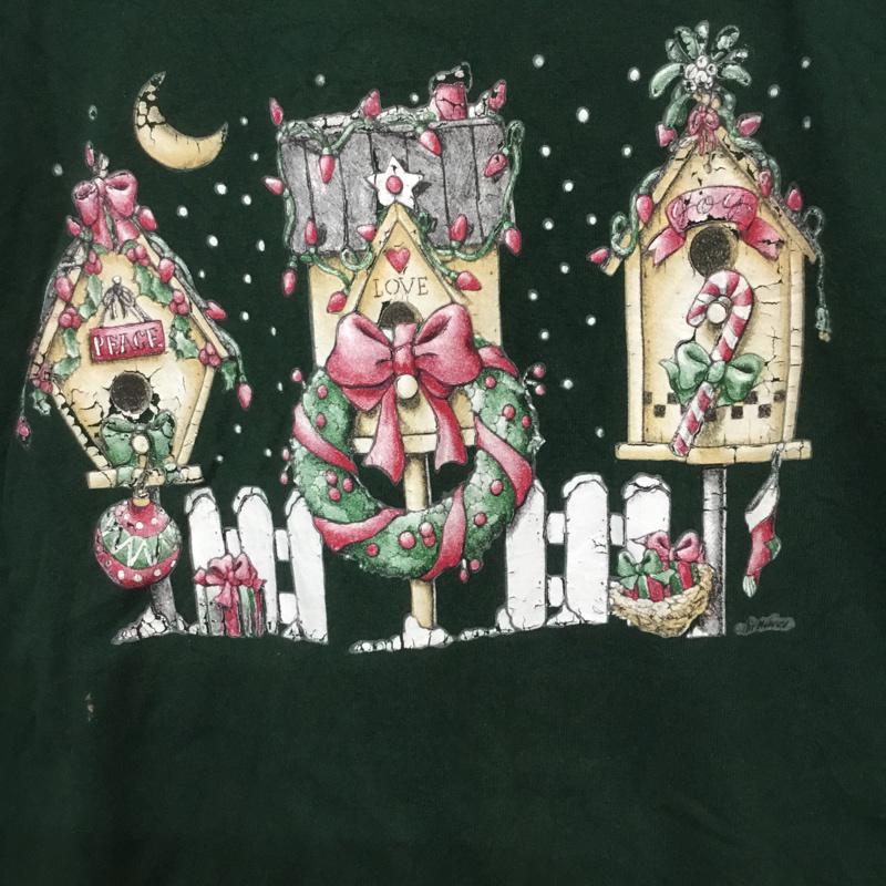 古着 USED Tシャツ 半袖 クルーネック クリスマス リース 雪 プリント 緑 / グリーン / メンズ USED 古着 中古 10063257