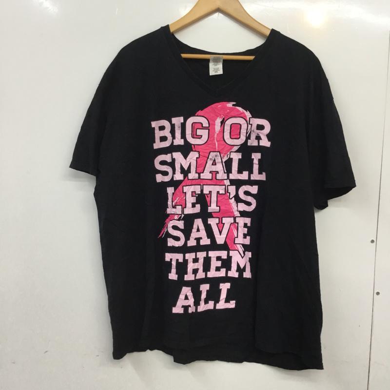 ギルダン GILDAN Tシャツ 半袖 Vネック プリント 2XL ロゴ、文字 黒 / ブラック / メンズ USED 古着 中古 10063265