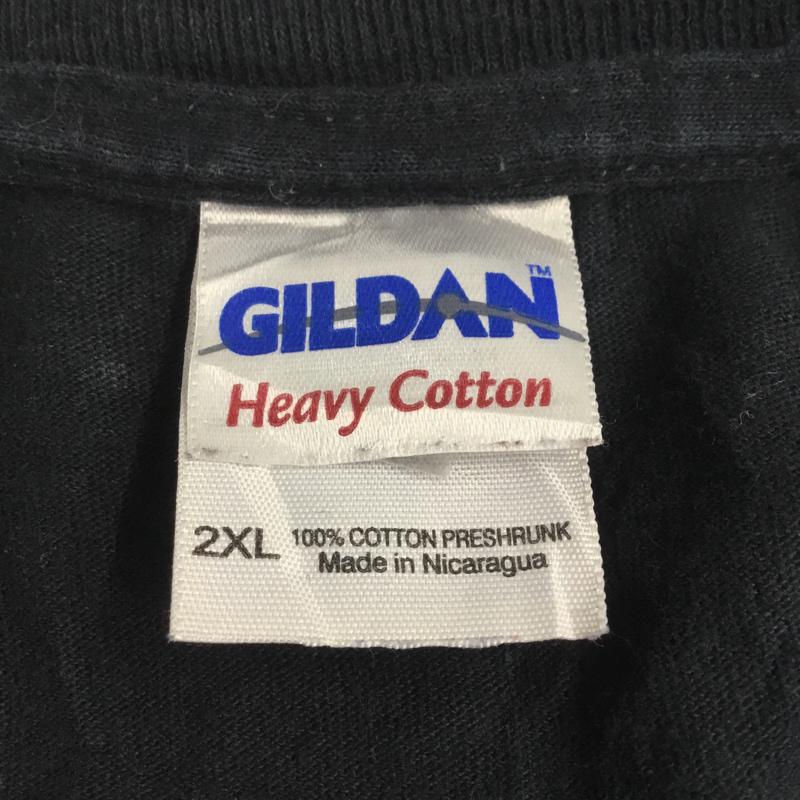 ギルダン GILDAN Tシャツ 半袖 クルーネック バックプリント 2XL ロゴ、文字 黒 / ブラック / メンズ USED 古着 中古 10063267