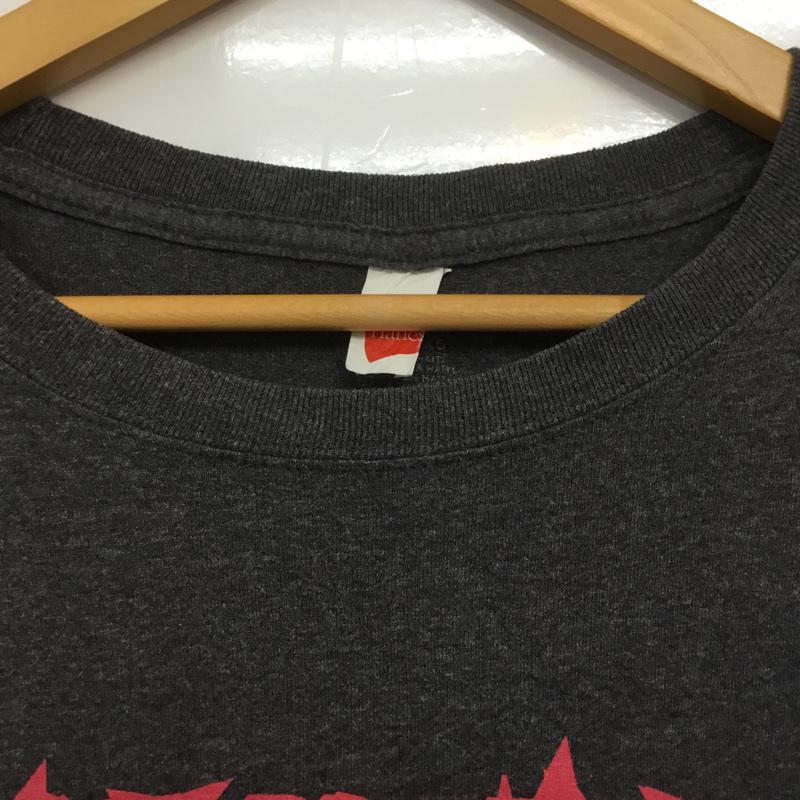 ヘインズ HANES Tシャツ 半袖 クルーネック プリント XL ロゴ、文字 ダークグレー / ダークグレー / メンズ USED 古着 中古 10063279