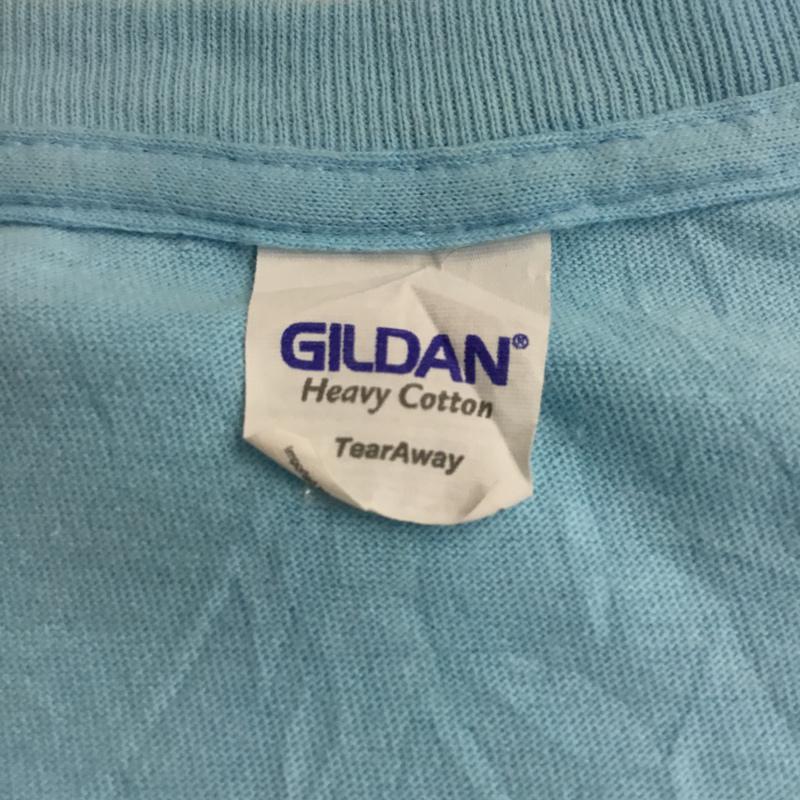 ギルダン GILDAN Tシャツ 半袖 クルーネック プリント ロゴ、文字 水色 / ライトブルー / メンズ USED 古着 中古 10063288