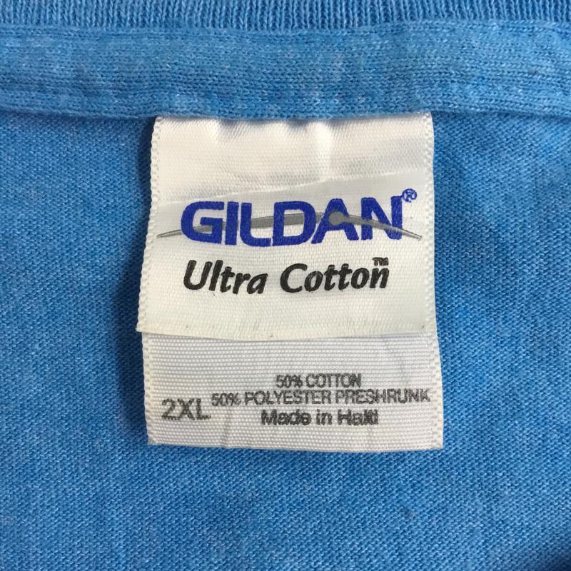 ギルダン GILDAN Tシャツ 半袖 クルーネック ロゴ 2XL プリント 水色 / ライトブルー / メンズ USED 古着 中古 10063295