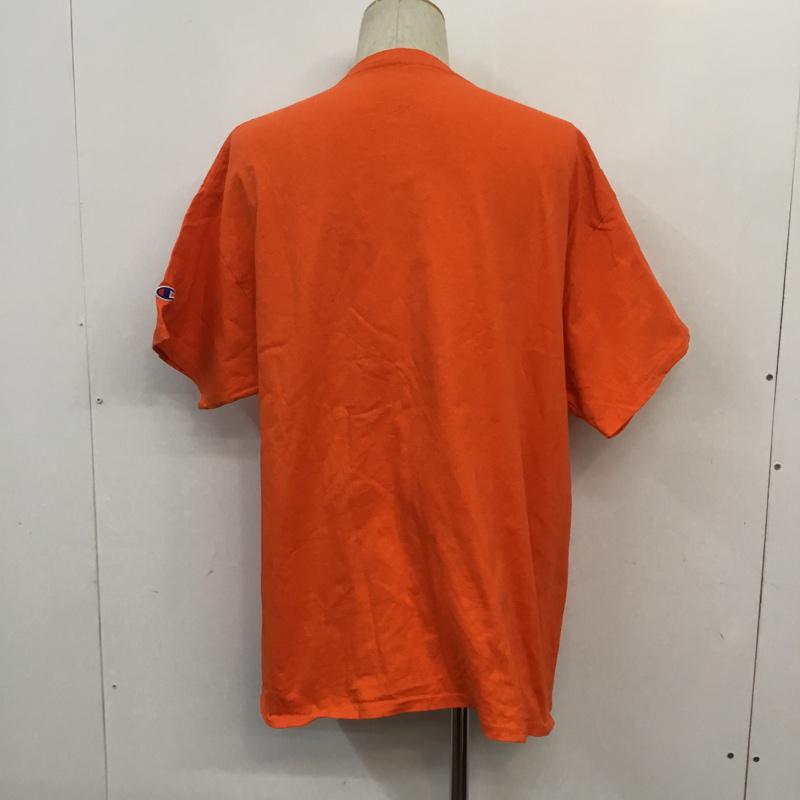 チャンピオン Champion Tシャツ 半袖 クルーネック XL ワンポイント 橙 / オレンジ / メンズ USED 古着 中古 10063451
