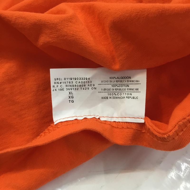 チャンピオン Champion Tシャツ 半袖 クルーネック XL ワンポイント 橙 / オレンジ / メンズ USED 古着 中古 10063451