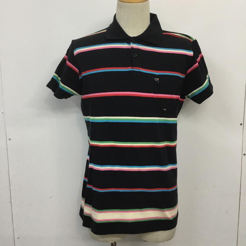 ディーゼル DIESEL ポロシャツ 半袖 M ボーダー柄 黒 / ブラック / メンズ USED 古着 中古 10063621