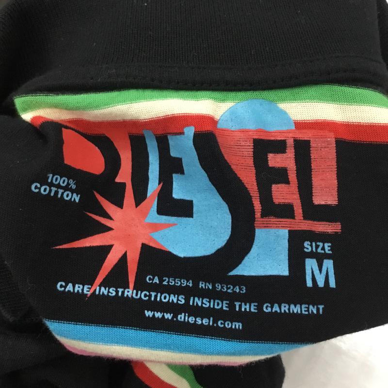 ディーゼル DIESEL ポロシャツ 半袖 M ボーダー柄 黒 / ブラック / メンズ USED 古着 中古 10063621