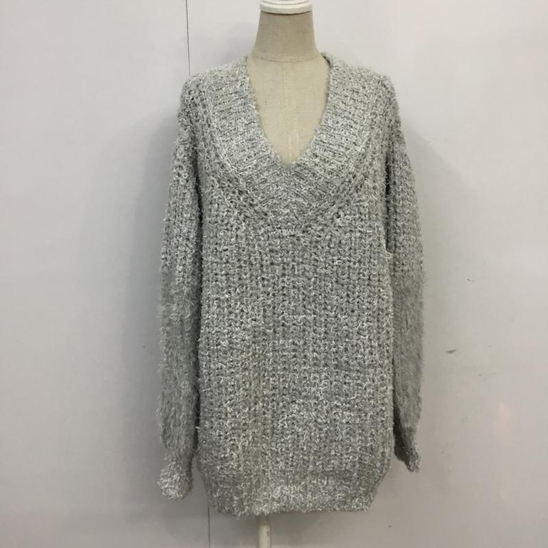 ヘザー Heather ニット、セーター 長袖 HE061015CF FREE 無地 灰 / グレー / レディース USED 古着 中古 10063628