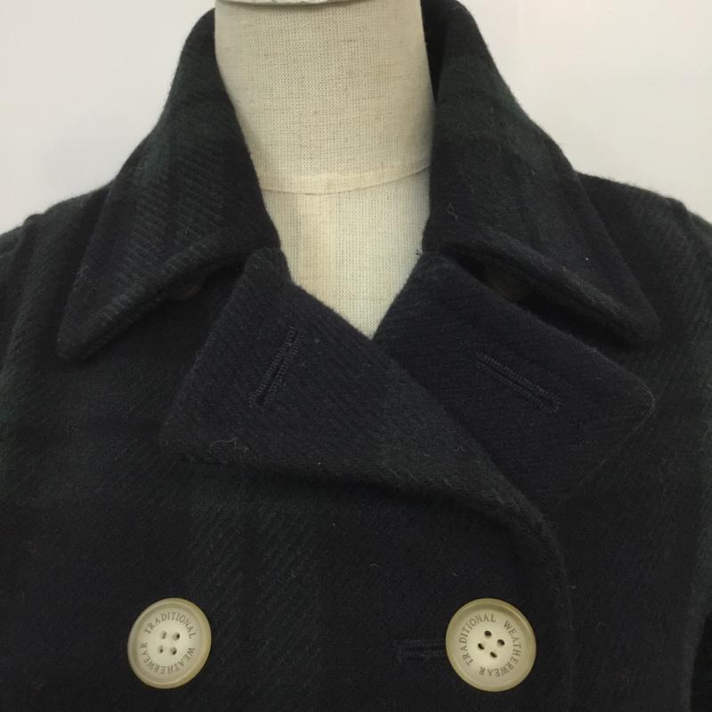 トラディショナルウェザーウェア Traditional Weatherwear コート ピーコート 072HF-7702 34 チェック 緑 / グリーン / X 紺 / ネイビー / レディース USED 古着 中古 10063664
