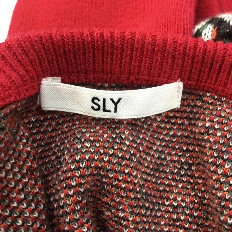 スライ SLY ニット、セーター 長袖 030AAY70-1120 DIA CHECK HGロンT 2 総柄 赤 / レッド / X 白 / ホワイト / X 橙 / オレンジ / X 緑 / グリーン / レディース USED 古着 中古 10063755