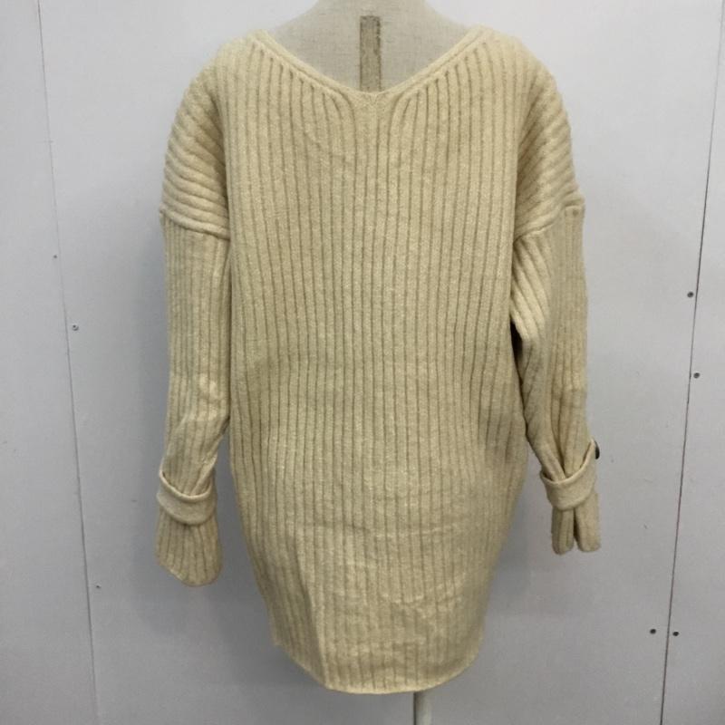 スライ SLY ニット、セーター 長袖 030BAK70-7800 BUTTON SLEEVE Vネック ボタン FREE 無地 アイボリー / アイボリー / レディース USED 古着 中古 10063820