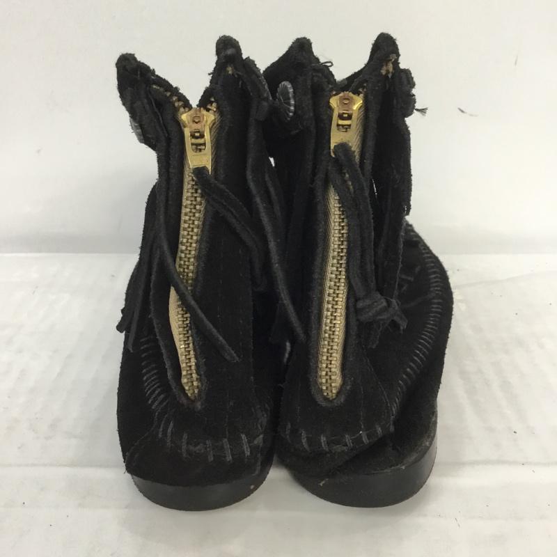 ミネトンカ Minnetonka ブーツ ショートブーツ 299 ハイトップバックジップブーツ フリンジ 無地 黒 / ブラック / レディース USED 古着 中古 10063881
