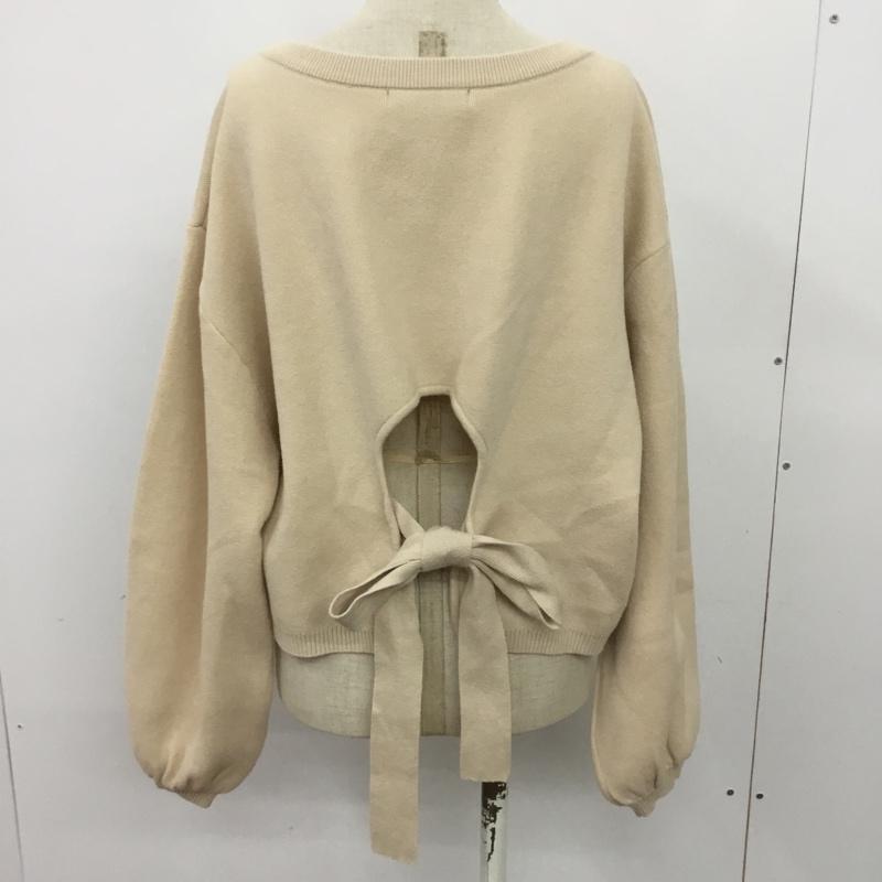 ダブルクローゼット w closet ニット、セーター 長袖 312433 ニジュウス編み バックリボン プルオーバー 無地 アイボリー / アイボリー / レディース USED 古着 中古 10063957