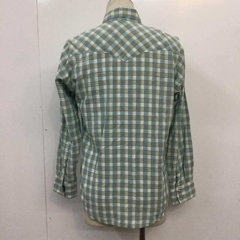 コロンビア Columbia シャツ、ブラウス 長袖 107 PM7523 ウエスタンシャツ S チェック 水色 / ライトブルー / X ベージュ / ベージュ / メンズ USED 古着 中古 10064075