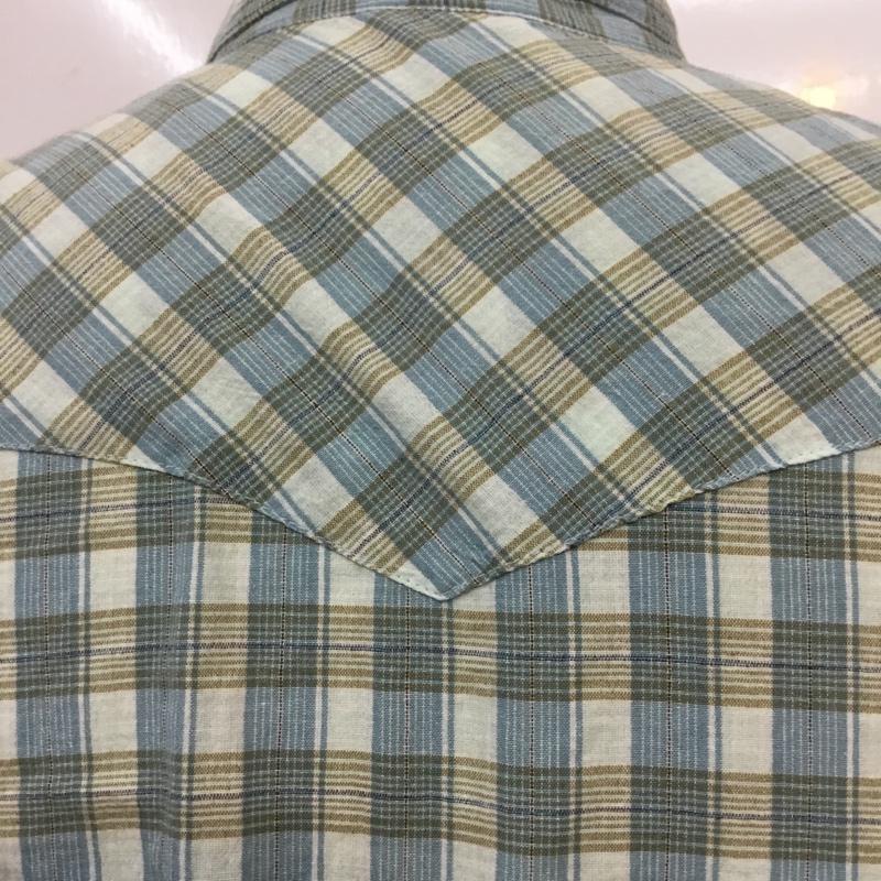 コロンビア Columbia シャツ、ブラウス 長袖 107 PM7523 ウエスタンシャツ S チェック 水色 / ライトブルー / X ベージュ / ベージュ / メンズ USED 古着 中古 10064075