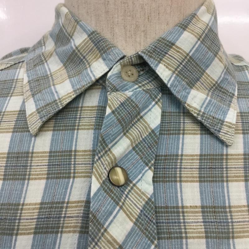 コロンビア Columbia シャツ、ブラウス 長袖 107 PM7523 ウエスタンシャツ S チェック 水色 / ライトブルー / X ベージュ / ベージュ / メンズ USED 古着 中古 10064075