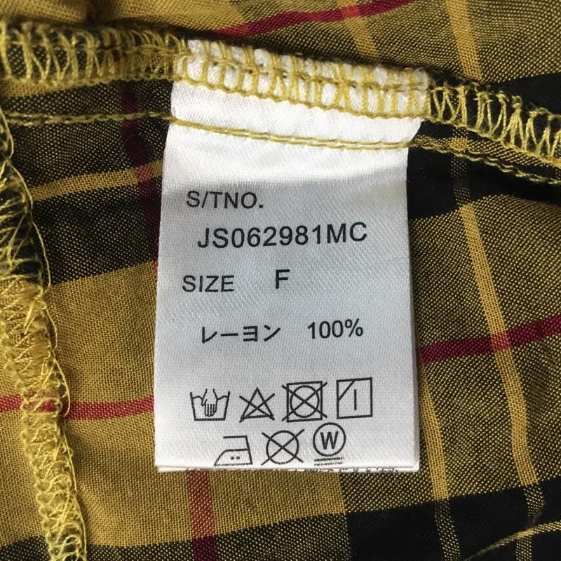 ジーナシス JEANASIS シャツ、ブラウス 長袖 JS062981MC オープンカラー ショート丈 チェックカイキンシャツ FREE チェック 黄 / イエロー / X 黒 / ブラック / X 赤 / レッド / レディース USED 古着 中古 10064168