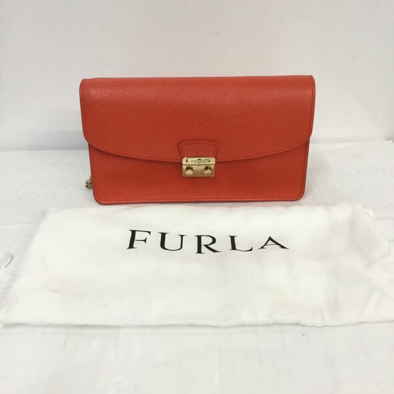 フルラ FURLA ショルダーバッグ ショルダーバッグ ジュリア クラッチ チェーン ロゴ、文字 橙 / オレンジ / レディース USED 古着 中古 10064253