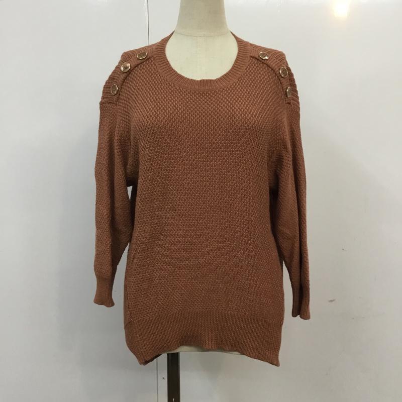 グリーンレーベルリラクシング green label relaxing ニット、セーター 長袖 3613-119-1811 コットン カタボタン タック クルーネック 無地 マルチカラー / マルチカラー / レディース USED 古着 中古 10064465