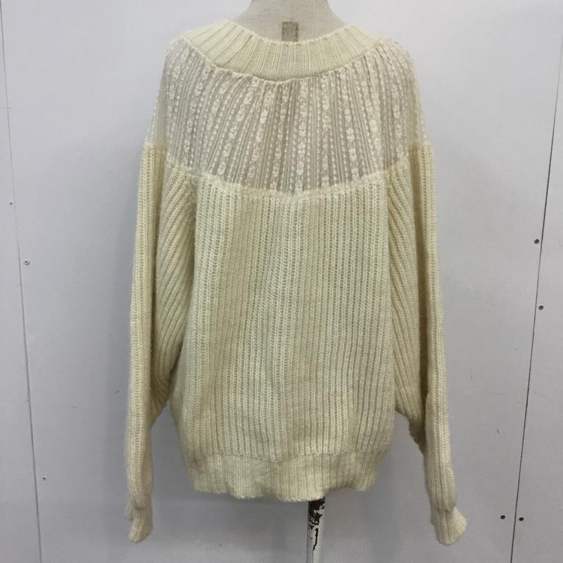 ザラ ZARA ニット、セーター 長袖 6771 130 712 レース切替 M アイボリー / アイボリー / レディース USED 古着 中古 10064547