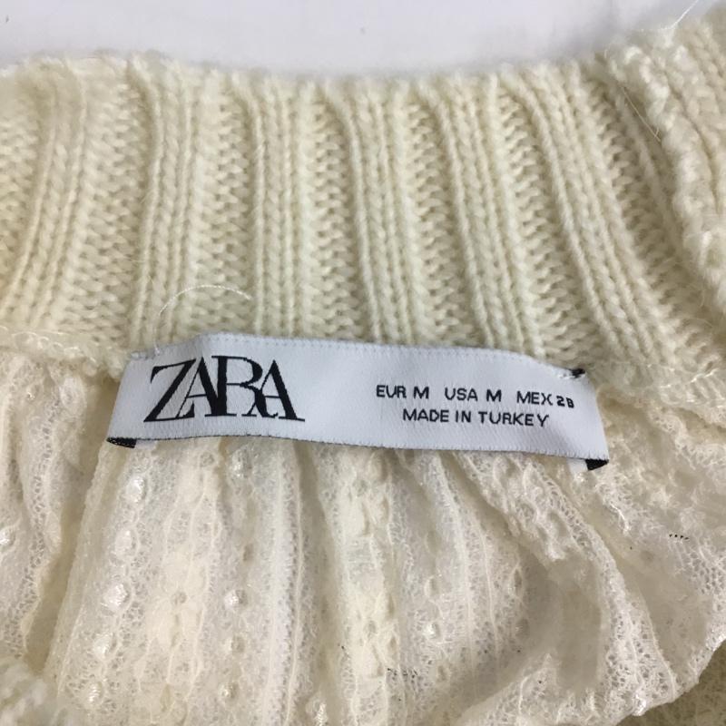 ザラ ZARA ニット、セーター 長袖 6771 130 712 レース切替 M アイボリー / アイボリー / レディース USED 古着 中古 10064547