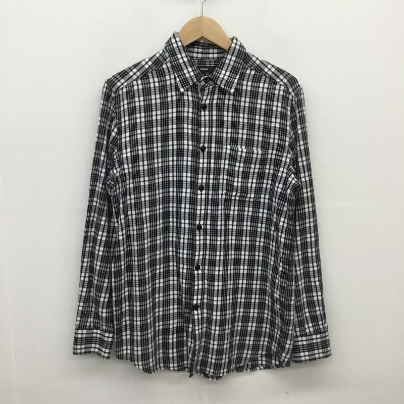 ディーゼル DIESEL シャツ、ブラウス 長袖 S チェック 白 / ホワイト / X 黒 / ブラック / メンズ USED 古着 中古 10064984