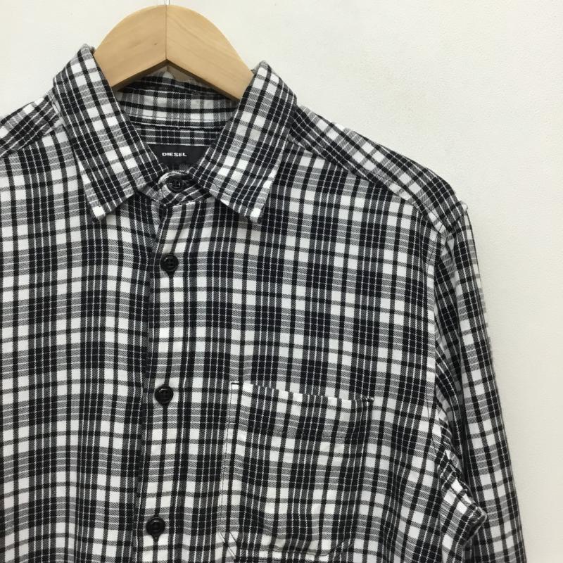 ディーゼル DIESEL シャツ、ブラウス 長袖 S チェック 白 / ホワイト / X 黒 / ブラック / メンズ USED 古着 中古 10064984