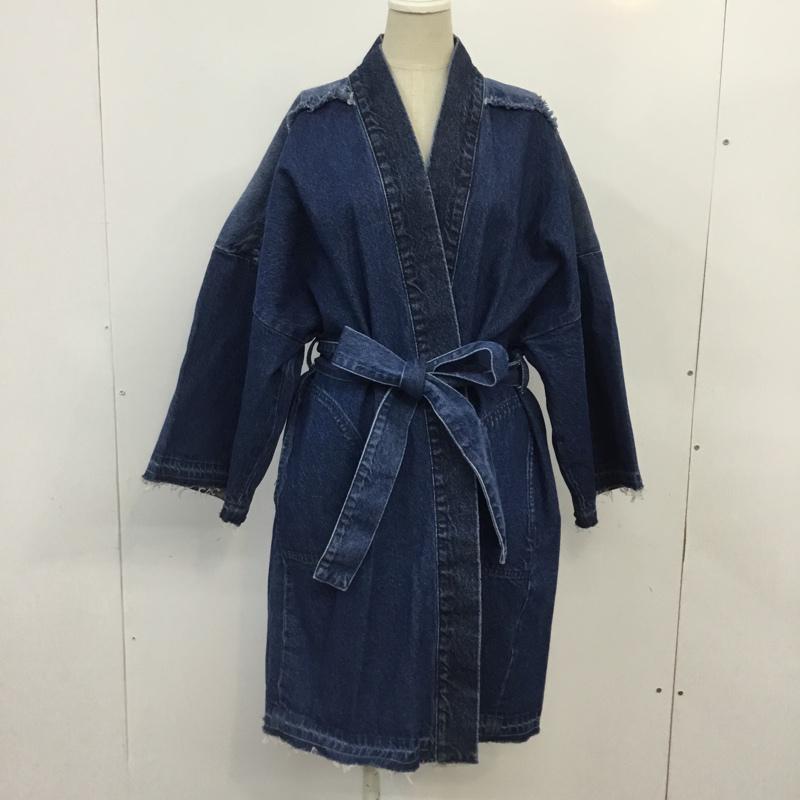ジーナシス JEANASIS コート コート一般 JS070933AD ノーカラーデニムコート FREE 無地 インディゴ / インディゴ / レディース USED 古着 中古 10065583